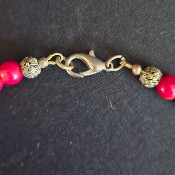 Handcrafted Genuine Turquoise Flat Bar and Red Branch Coral Necklace - Picture 7 of 9